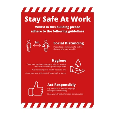 Sign - Stay Safe At Work Alert
